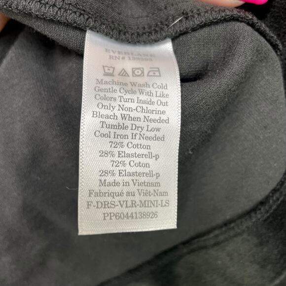 Everlane Womens The Velour Mini Dress Large Black Mockneck Long Sleeve NWOT - Picture 9 of 10